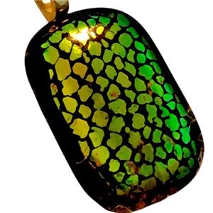 Pendant Glass Snakeskin Green & Black Dichroic
